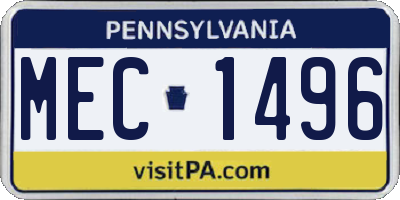 PA license plate MEC1496