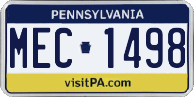 PA license plate MEC1498