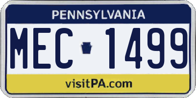 PA license plate MEC1499