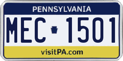PA license plate MEC1501