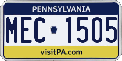 PA license plate MEC1505