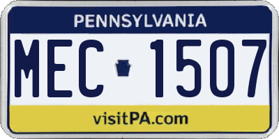 PA license plate MEC1507