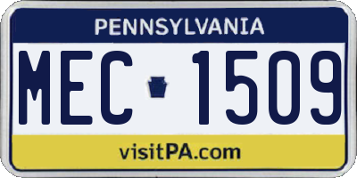 PA license plate MEC1509
