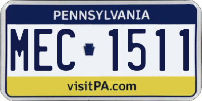 PA license plate MEC1511