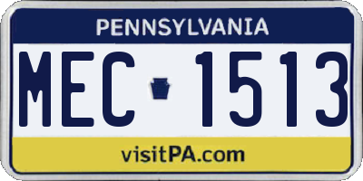 PA license plate MEC1513