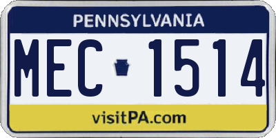 PA license plate MEC1514