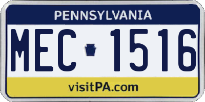 PA license plate MEC1516