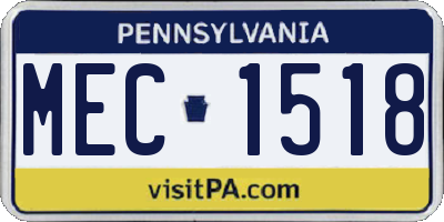 PA license plate MEC1518
