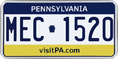 PA license plate MEC1520