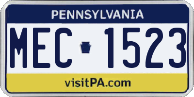 PA license plate MEC1523