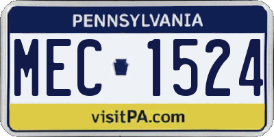 PA license plate MEC1524