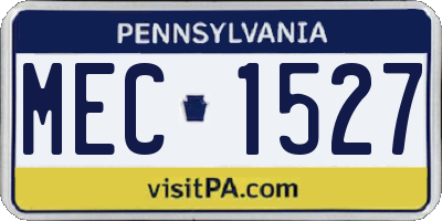 PA license plate MEC1527