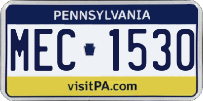 PA license plate MEC1530