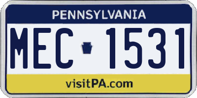 PA license plate MEC1531