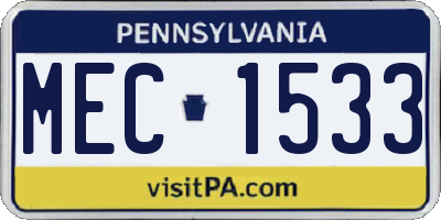 PA license plate MEC1533