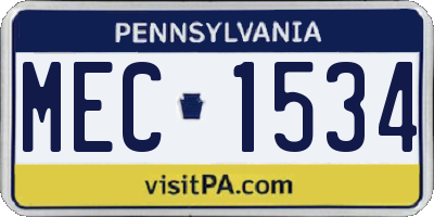 PA license plate MEC1534
