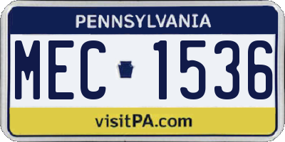 PA license plate MEC1536