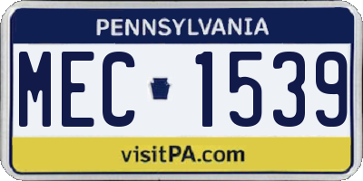 PA license plate MEC1539
