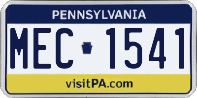 PA license plate MEC1541