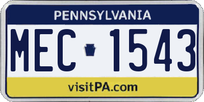 PA license plate MEC1543