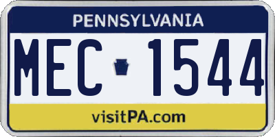 PA license plate MEC1544