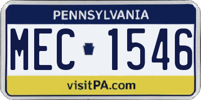 PA license plate MEC1546