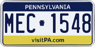 PA license plate MEC1548