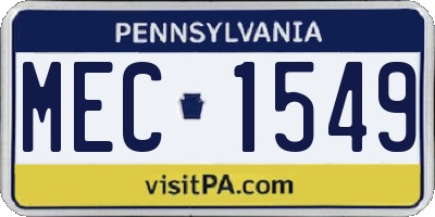 PA license plate MEC1549