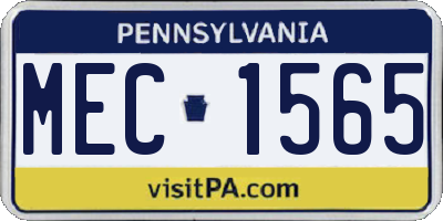 PA license plate MEC1565