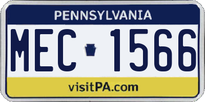 PA license plate MEC1566