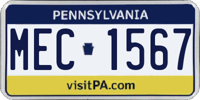 PA license plate MEC1567