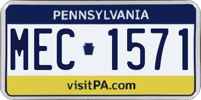 PA license plate MEC1571