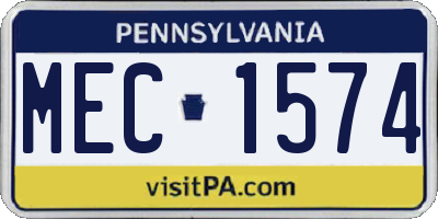 PA license plate MEC1574