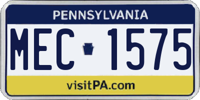 PA license plate MEC1575