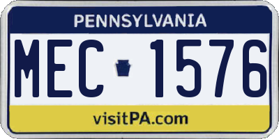 PA license plate MEC1576
