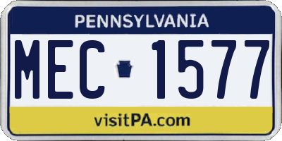 PA license plate MEC1577