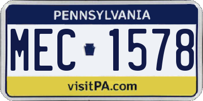 PA license plate MEC1578