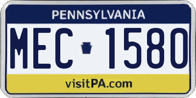 PA license plate MEC1580