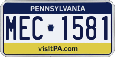 PA license plate MEC1581
