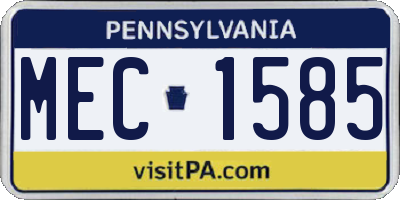 PA license plate MEC1585