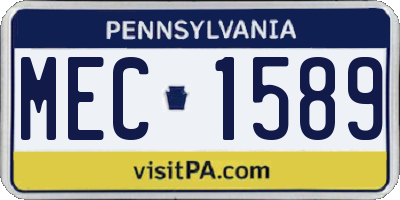 PA license plate MEC1589