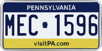 PA license plate MEC1596