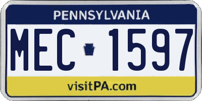 PA license plate MEC1597