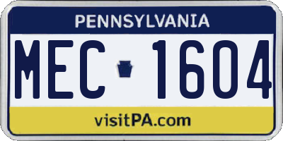 PA license plate MEC1604