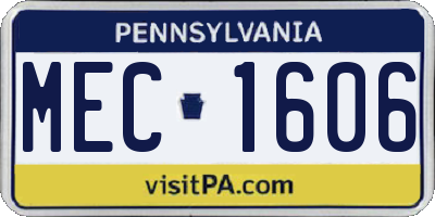PA license plate MEC1606