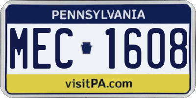PA license plate MEC1608