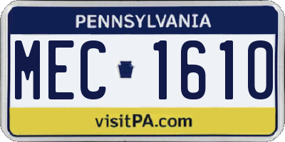 PA license plate MEC1610