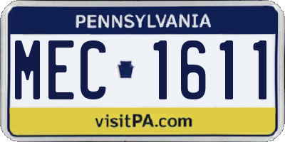 PA license plate MEC1611