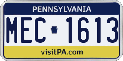 PA license plate MEC1613