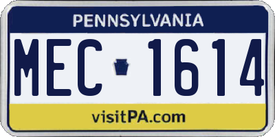 PA license plate MEC1614